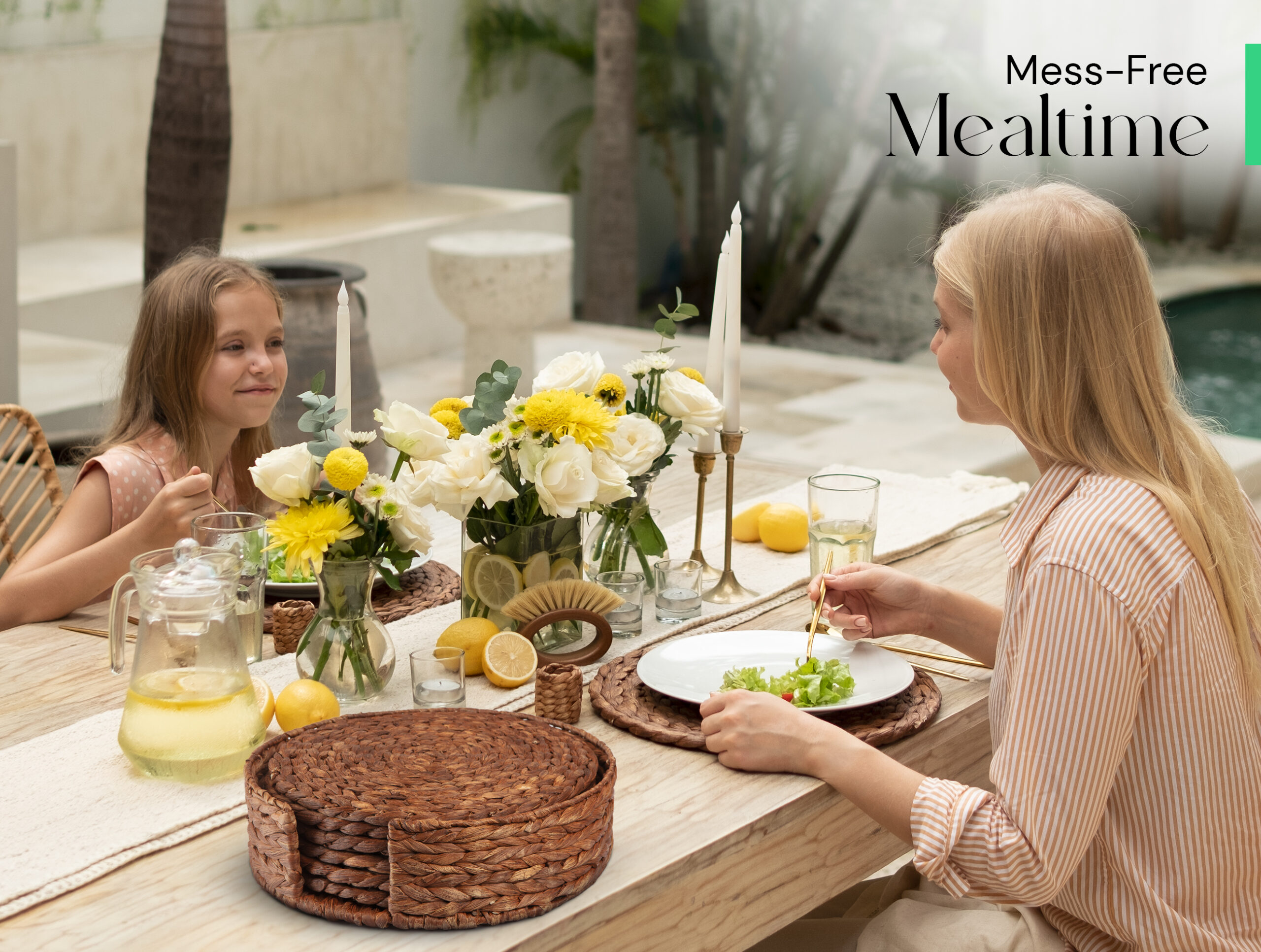 Round Woven Placemats Set of 6 | Handmade Wicker Placemats with Bamboo Brush | Rattan Chargers for Dinner Plates | Rustic Boho Placemats (Round Brown, 13.5 in) - Görsel 4